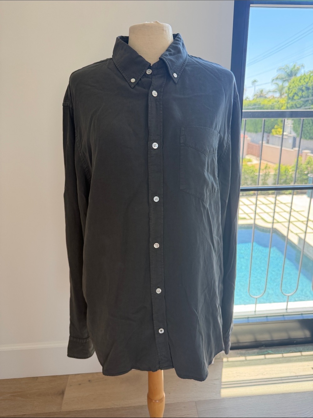 NN07 Men's charcoal tencel Button-Down Shirt - Classic Long Sleeve